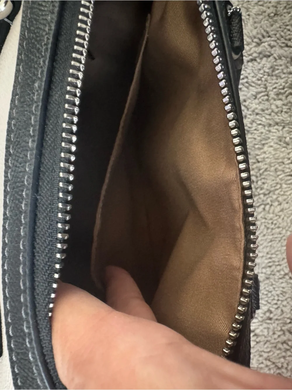 Coach White Pebbled Leather Satchel with Black Trim and Silver Hardware